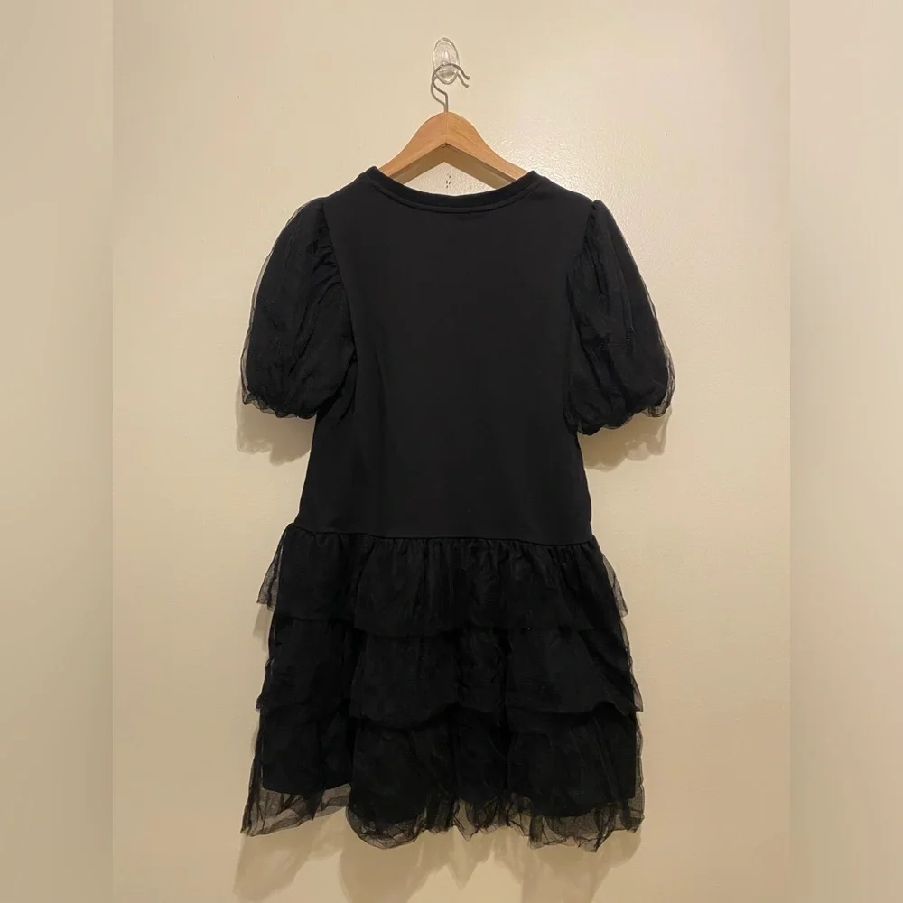 English Factory Black Ruffled Tulle Mini Dress. Size S - Picture 3 of 7